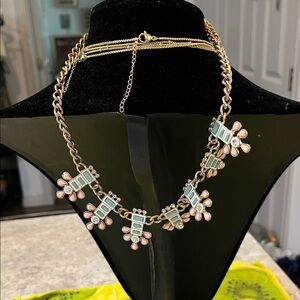 Gold-Tone Pink & Teal Floral Statement Necklace plumber is the brand